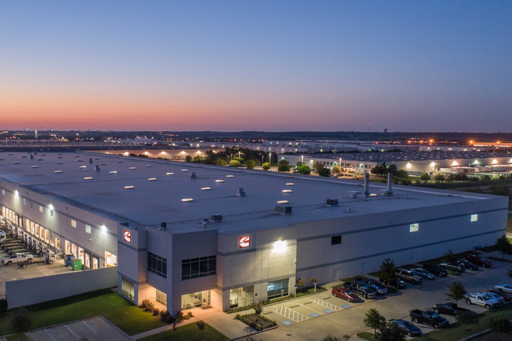 Aerial shot of Cummins Clean Fuel Technologies building