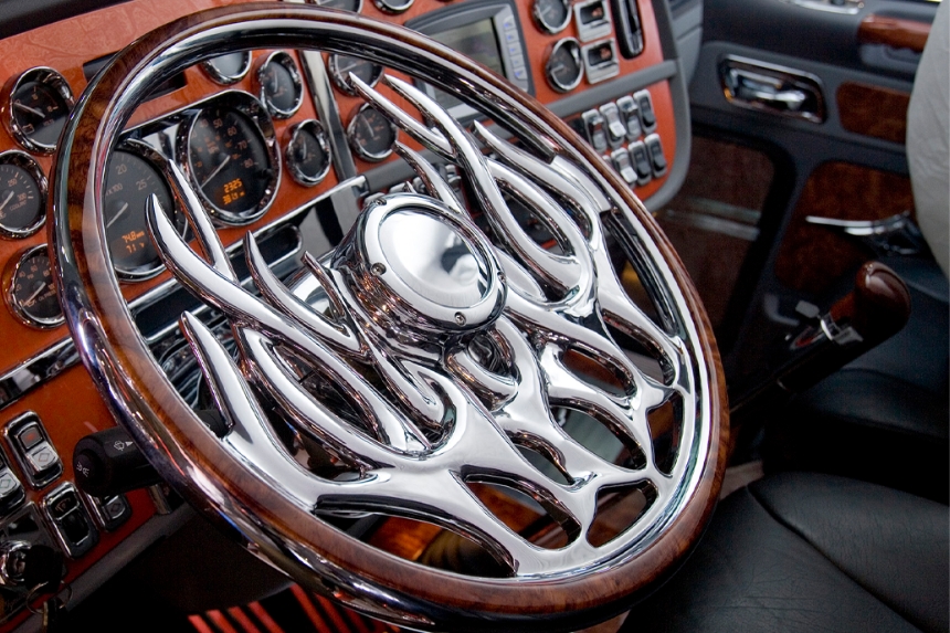 Chrome flame steering wheel